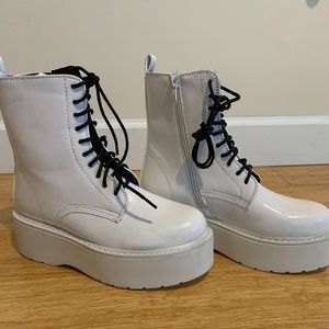 White platform boots